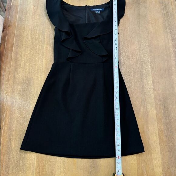 French Connection Whisper‎ Ruffle V-Neck Dress Black Size 2 - Picture 7 of 10